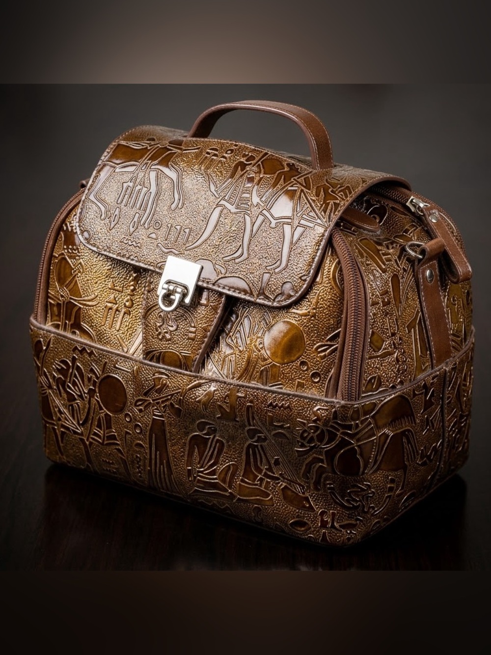 Unique Vintage Embossed Ancient Egyptian vanity handbag